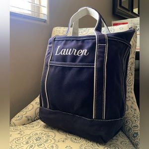 Lands’ End Medium Solid Color 5 Pocket Open Top Canvas Tote Bag - Lauren